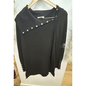 Zenergy by Chico's Sweater Women's Size 0‎  Black Convertible neck Of Brooches